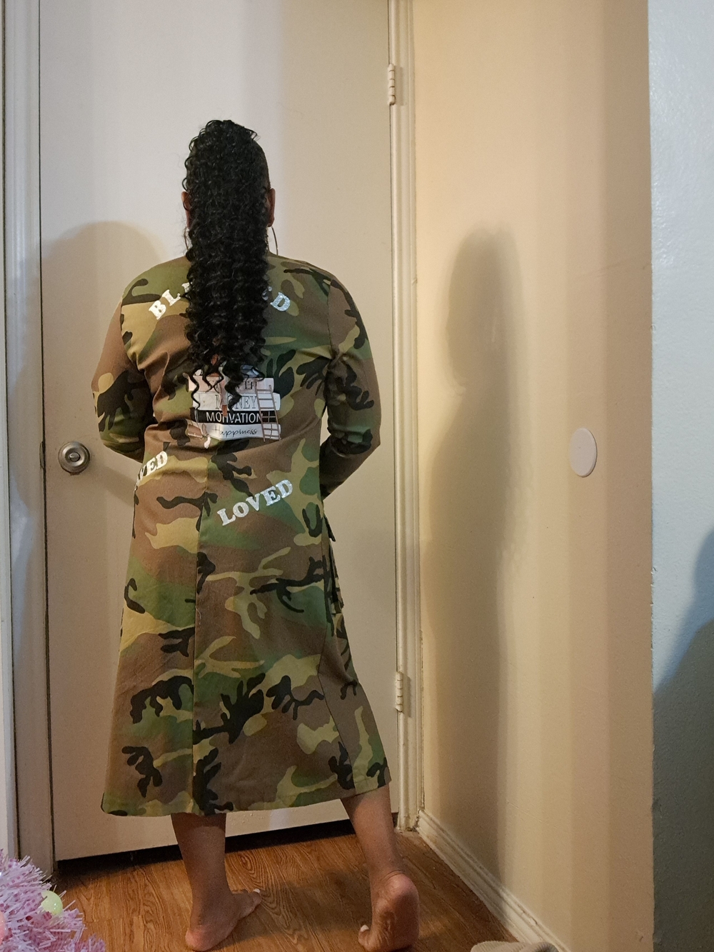 Camo Trench Coat - Green Camouflage Women’s Jacket